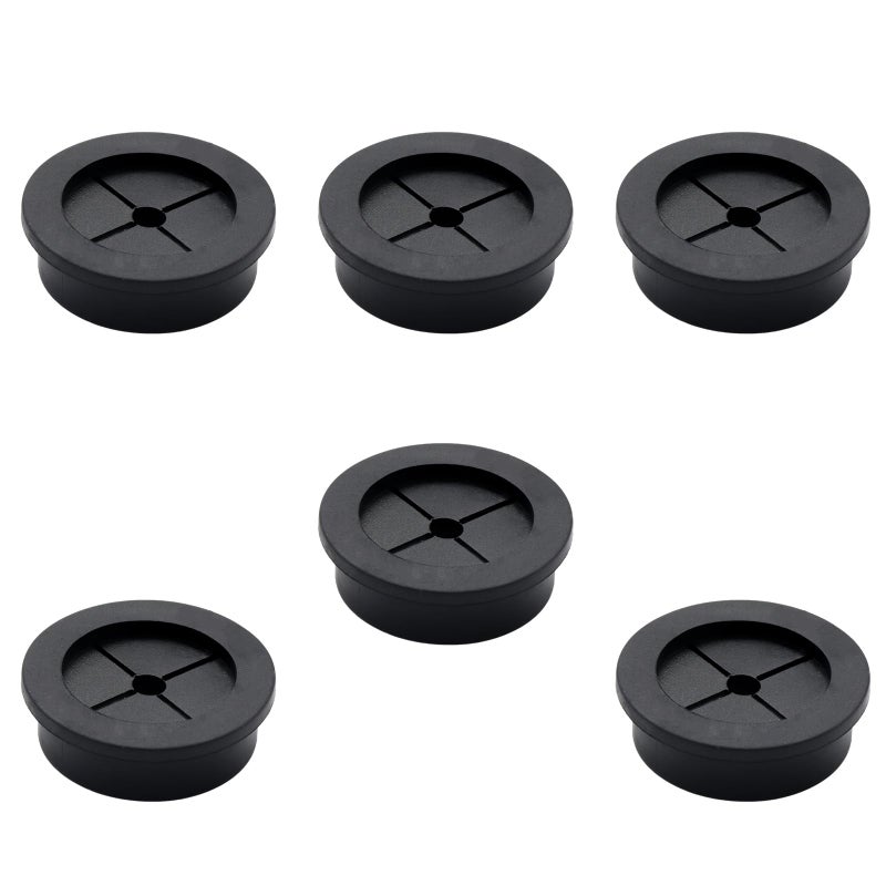 Adyoney 6 Pcs 35mm / 1-3/8 Inch Black Cable Cord Grommets, Rubber Desk Grommets for Table Computer Desk Wire Organizer TV Console and Other Furnitures Cover - Image 1